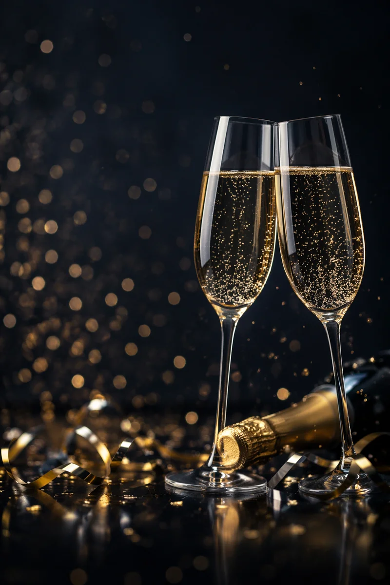 Elegant Holiday Champagne Toast with Confetti