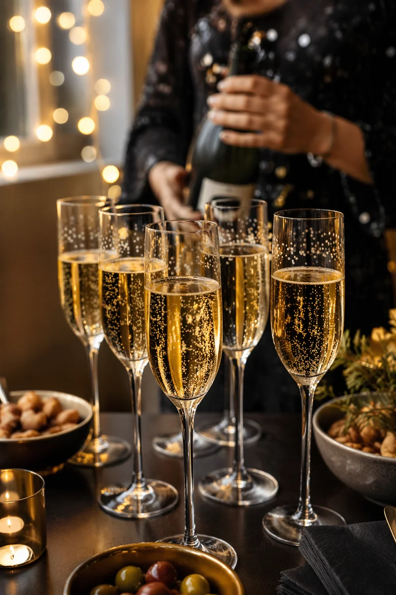 Elegant Holiday Champagne Toast with Confetti
