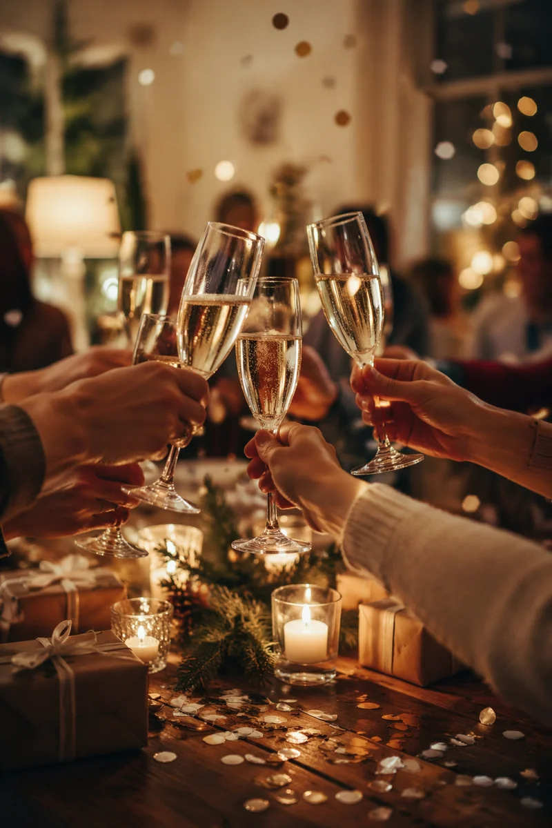 Holiday Fellowship Champagne Toast with Confetti
