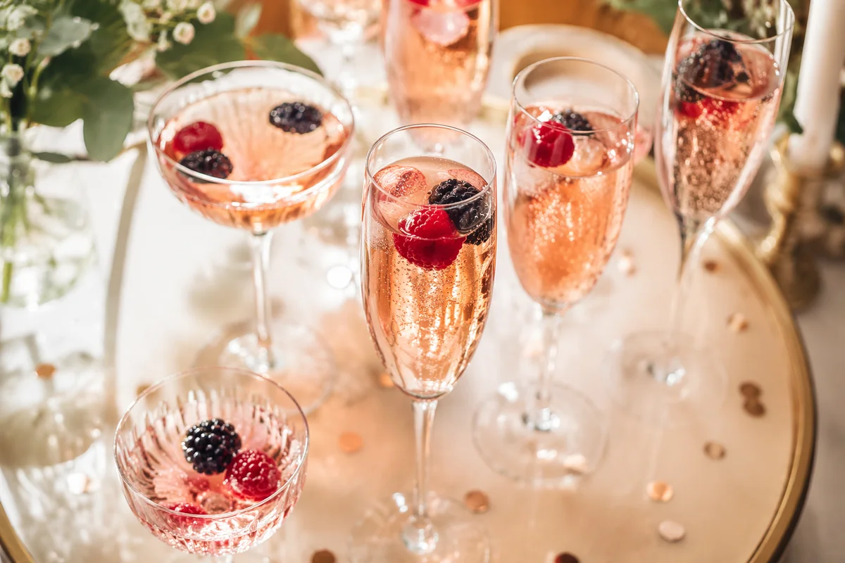 Elegant Holiday Champagne Toast with Confetti
