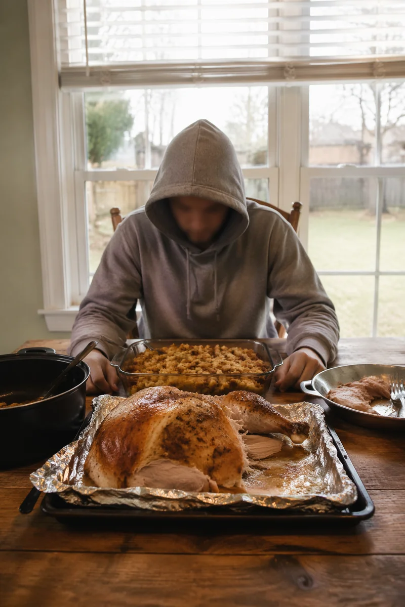 Humble Thanksgiving Dinner at Rustic Table