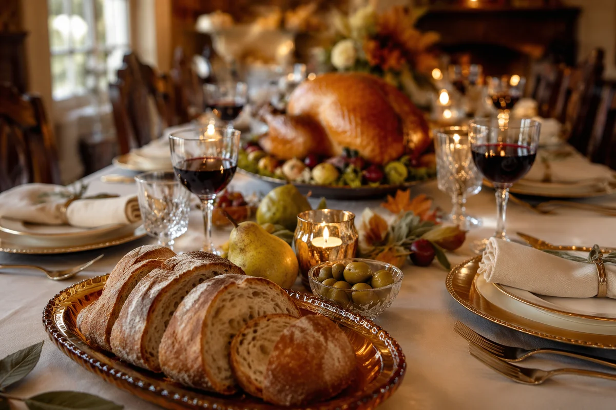 Elegant Thanksgiving Feast with Turkey Table