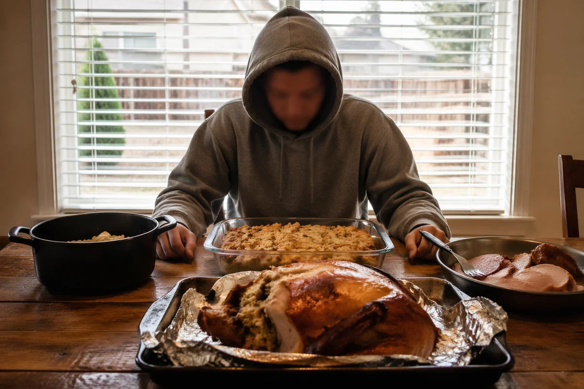 Humble Thanksgiving Dinner at Rustic Table