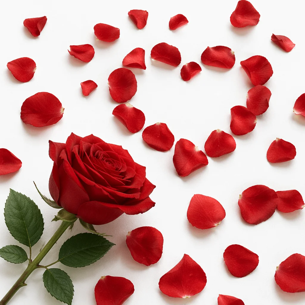 Red Rose Petals Valentine Heart