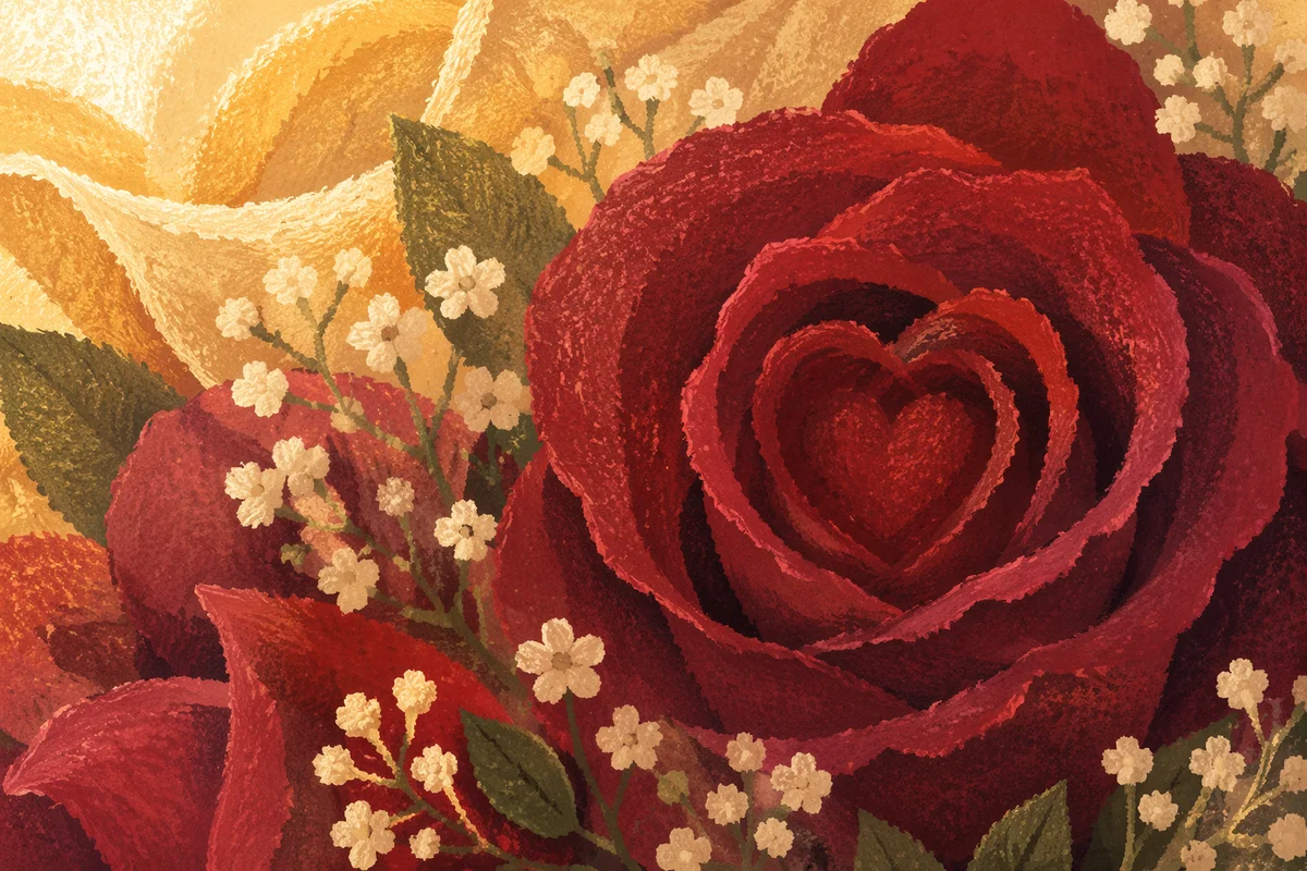 Romantic Crimson Rose Valentine Floral Closeup