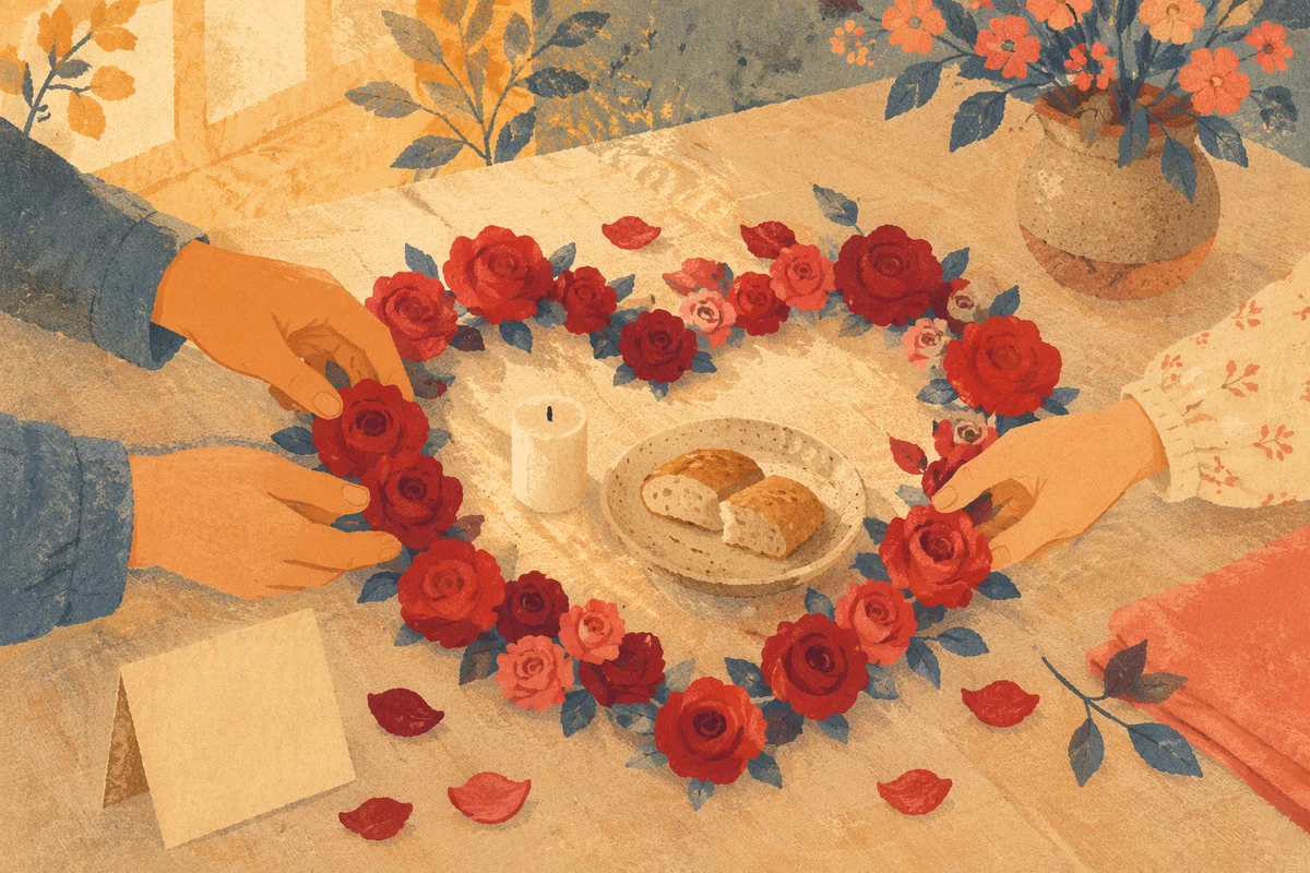 Valentine Roses Heart with Candlelight