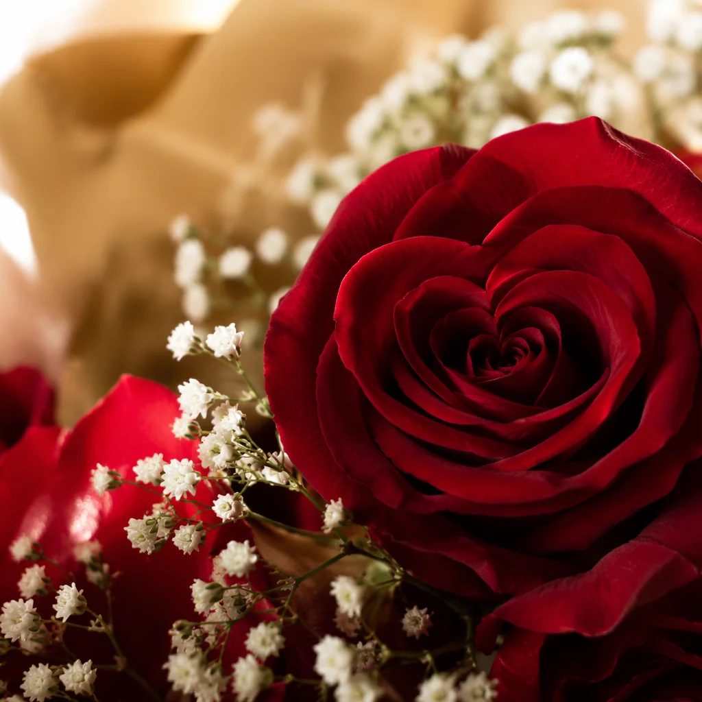 Romantic Crimson Rose Valentine Close-Up