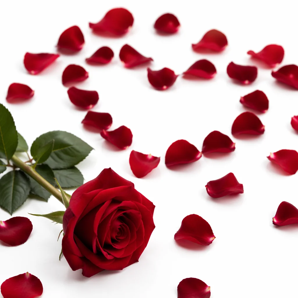 Valentine Red Rose with Heart Petals