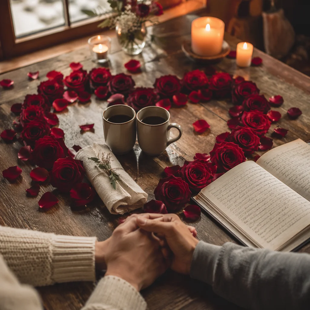 Romantic Valentine Prayer with Red Roses