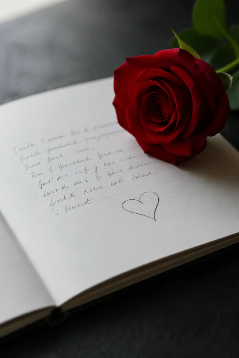 Red Rose Love Note Valentine Still Life