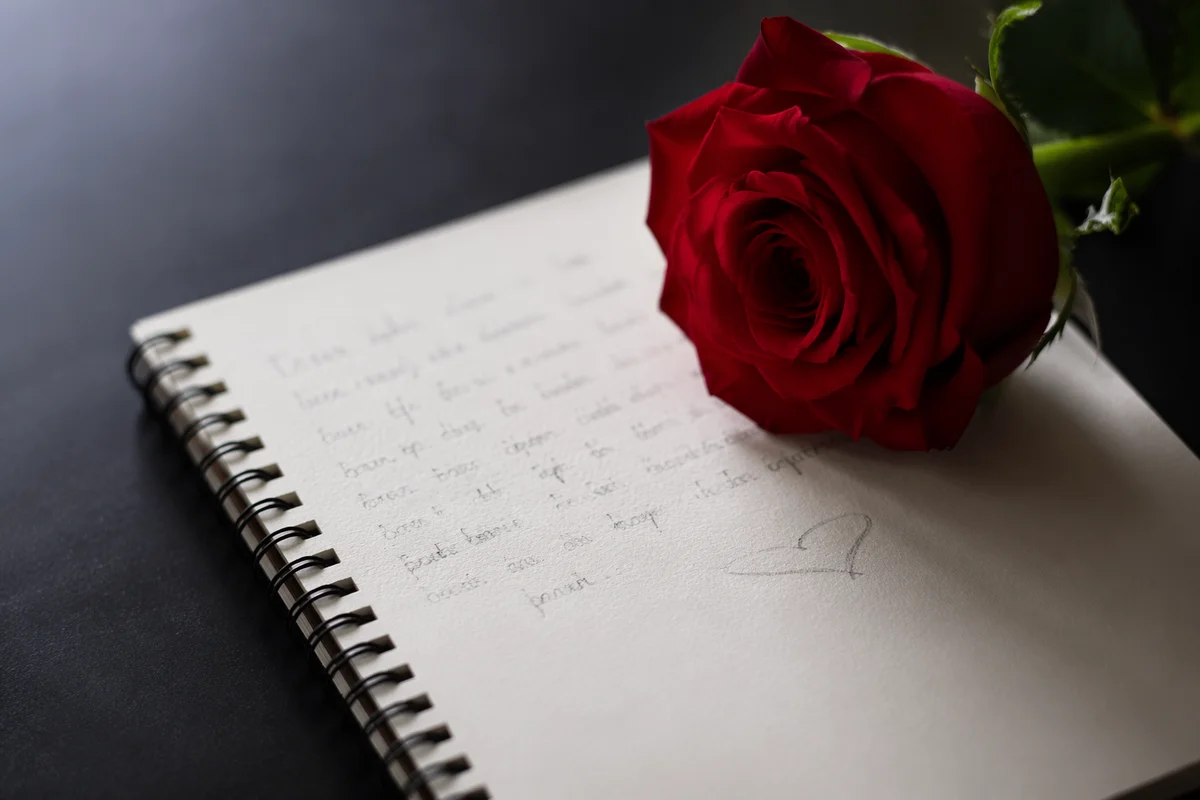 Red Rose on Valentine Love Note