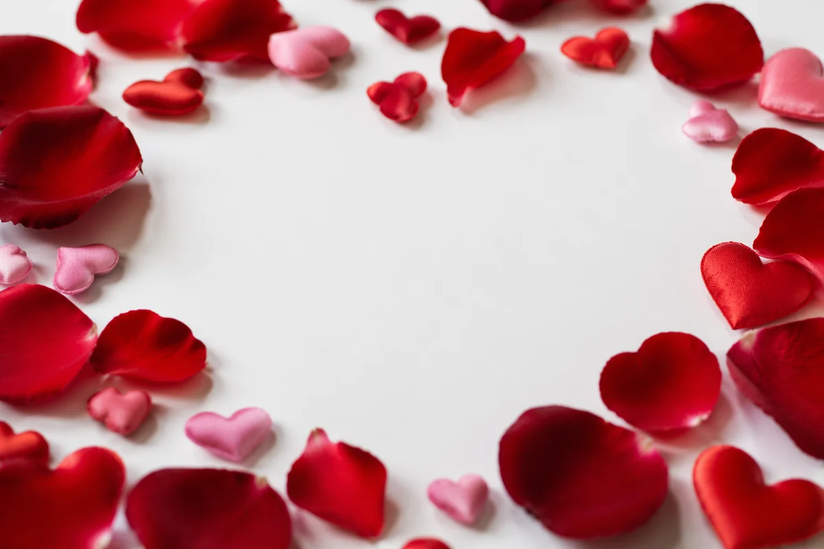 Romantic Valentine Flat Lay with Red Roses