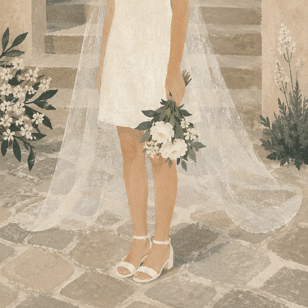Bride Holding White Wedding Bouquet