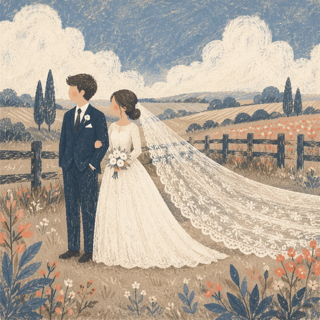 Vintage Countryside Bride with White Bouquet