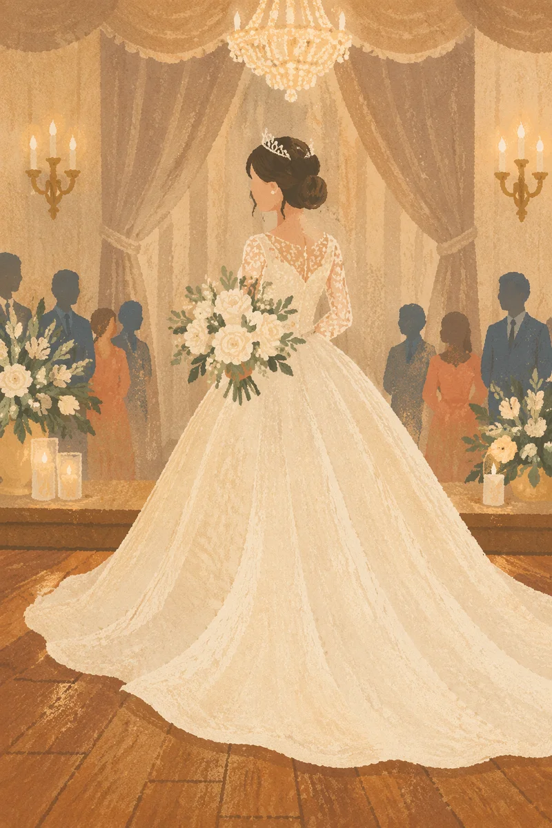 Elegant Bride with White Wedding Bouquet