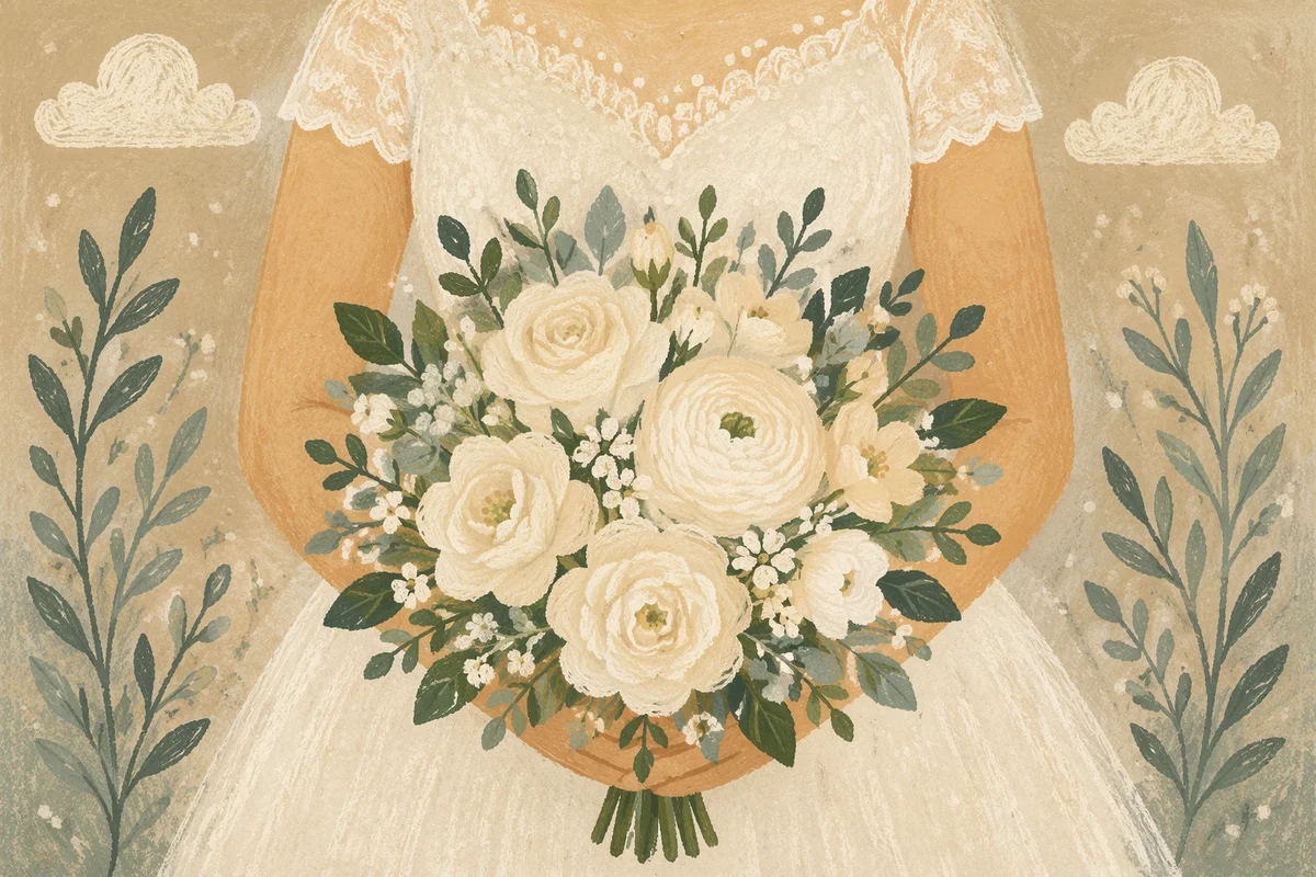 Romantic White Bridal Bouquet Close Up