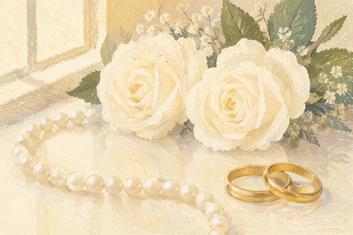 White Rose Bridal Bouquet with Wedding Rings