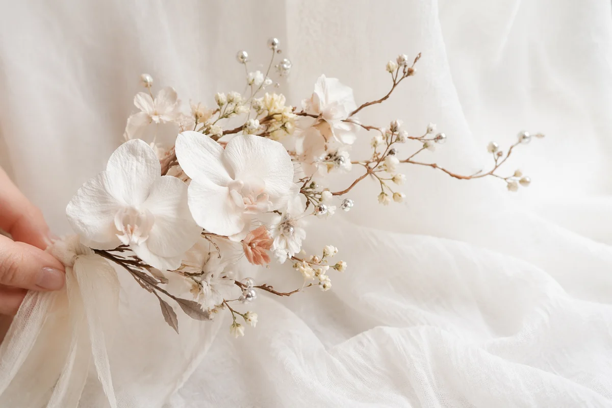White Orchid Bridal Bouquet for Holiday Wedding