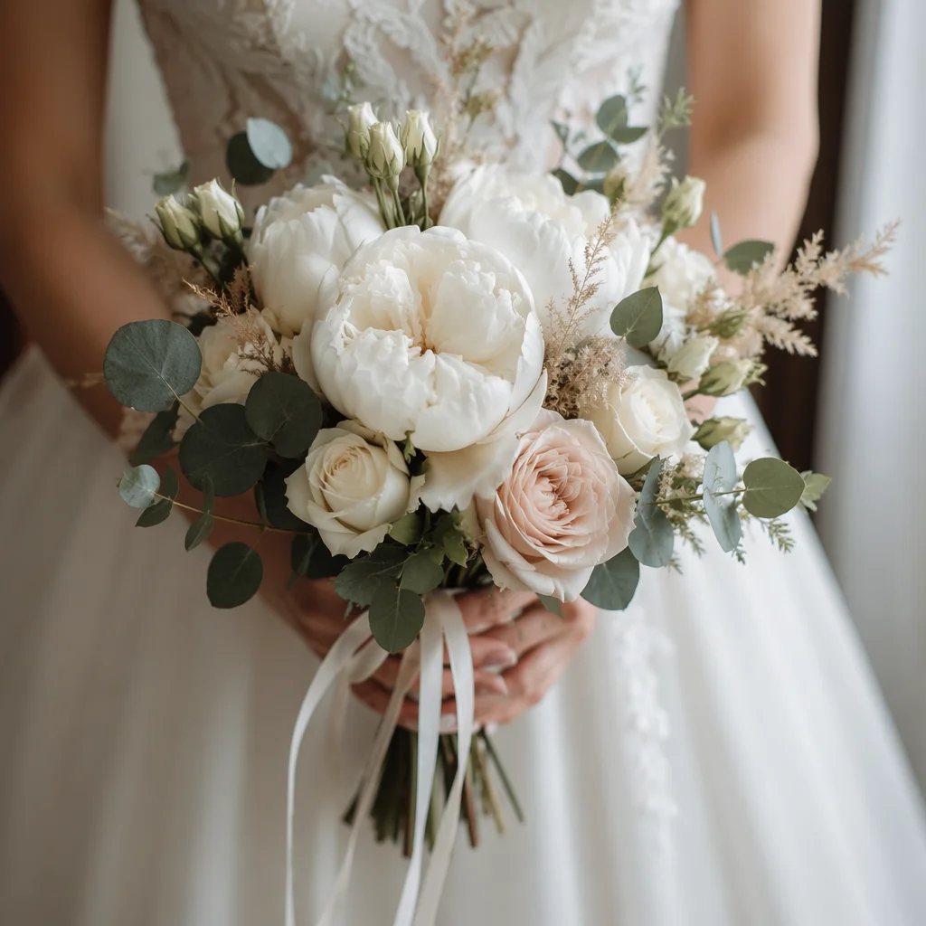 Romantic Bridal Bouquet with White Flowers