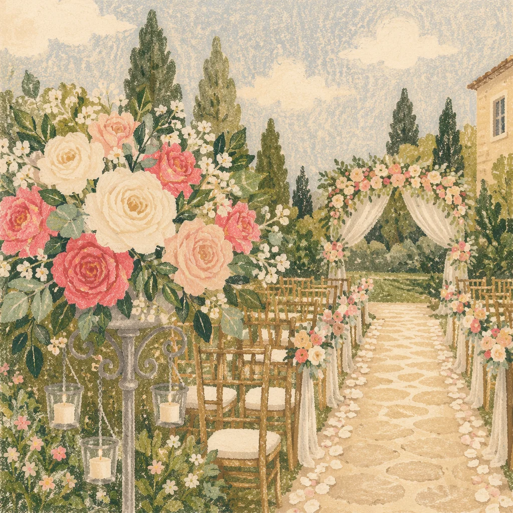 Romantic Garden Wedding Floral Aisle Decor