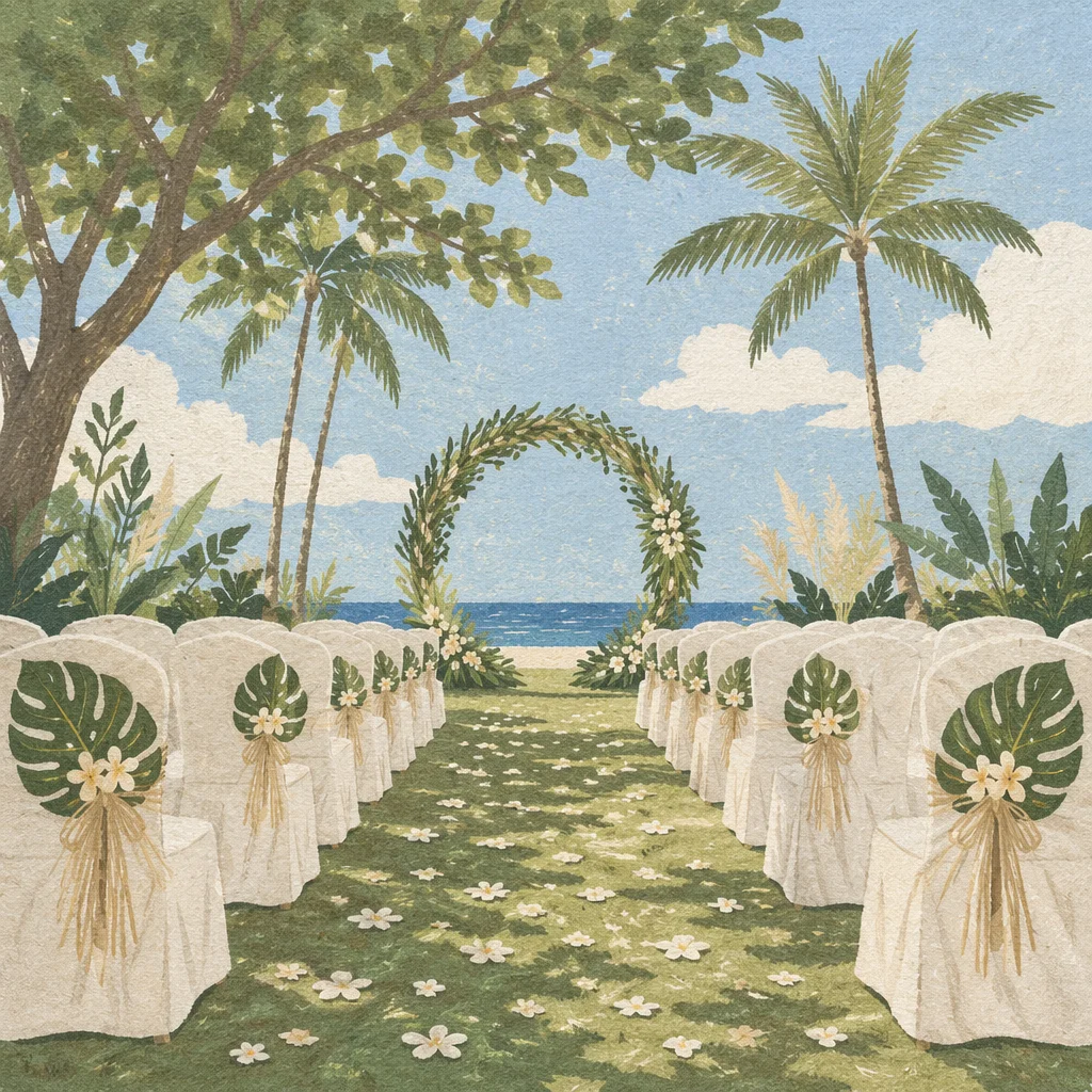 Tropical Outdoor Wedding Ceremony Floral Arch