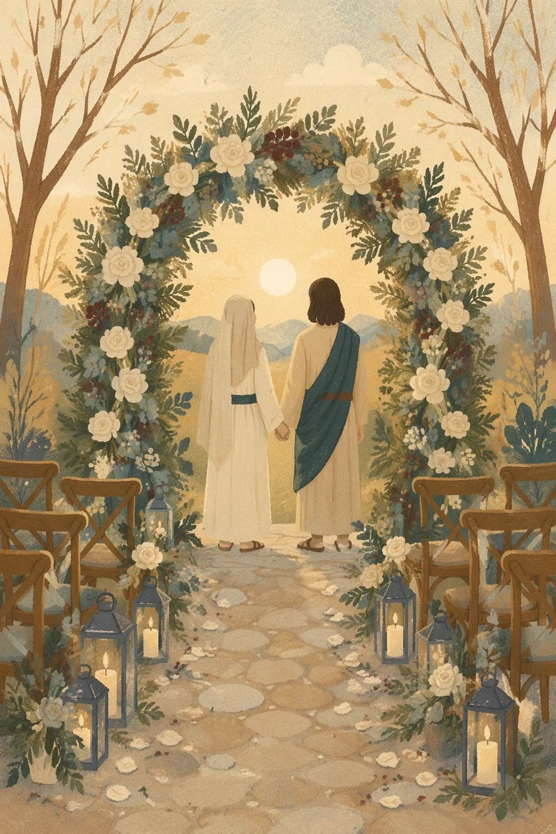 Outdoor Holiday Wedding Floral Arch Ceremony
