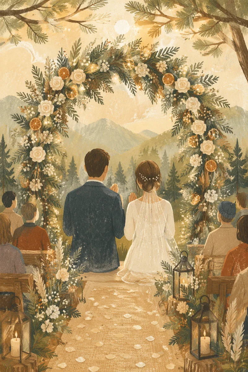 Holiday Garden Wedding Beneath Floral Arch