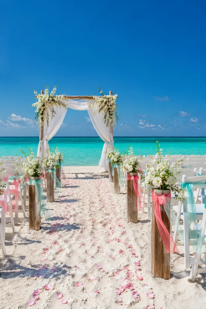Tropical Beach Wedding Arch Ceremony