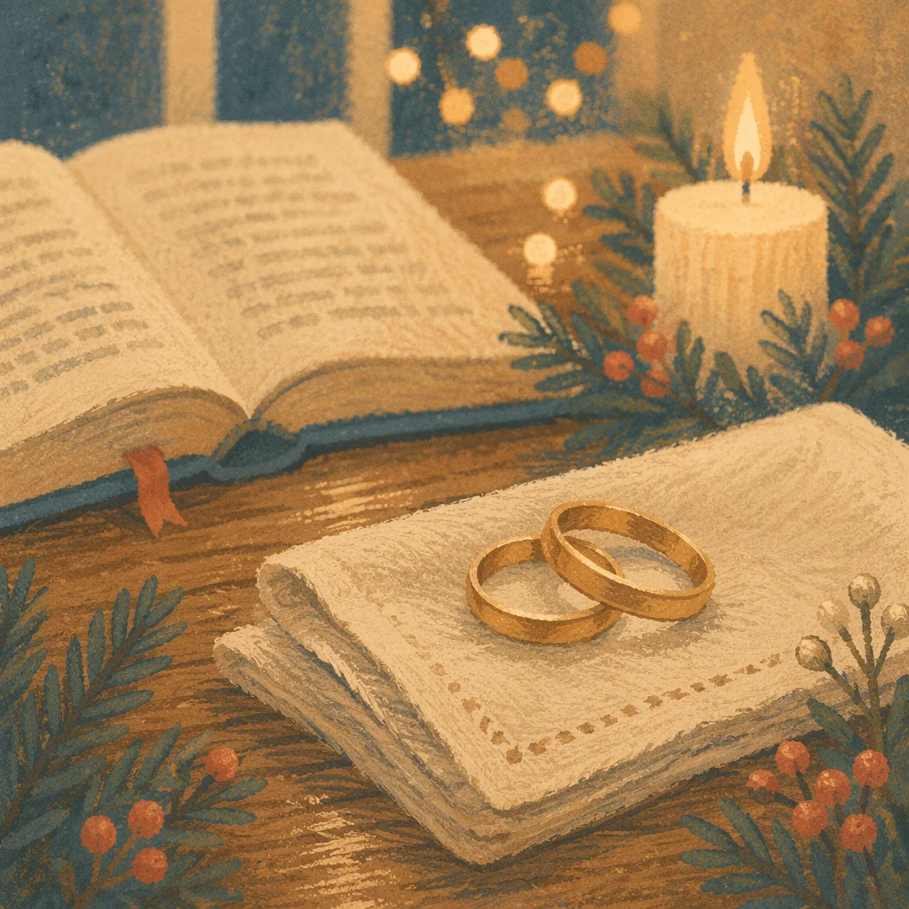 Gold Wedding Rings on Linen Napkin