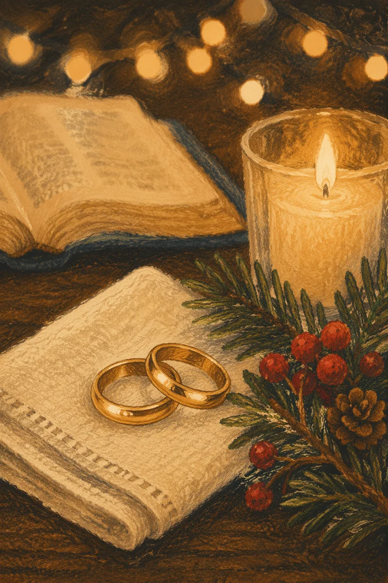 Gold Wedding Rings by Holiday Candlelight