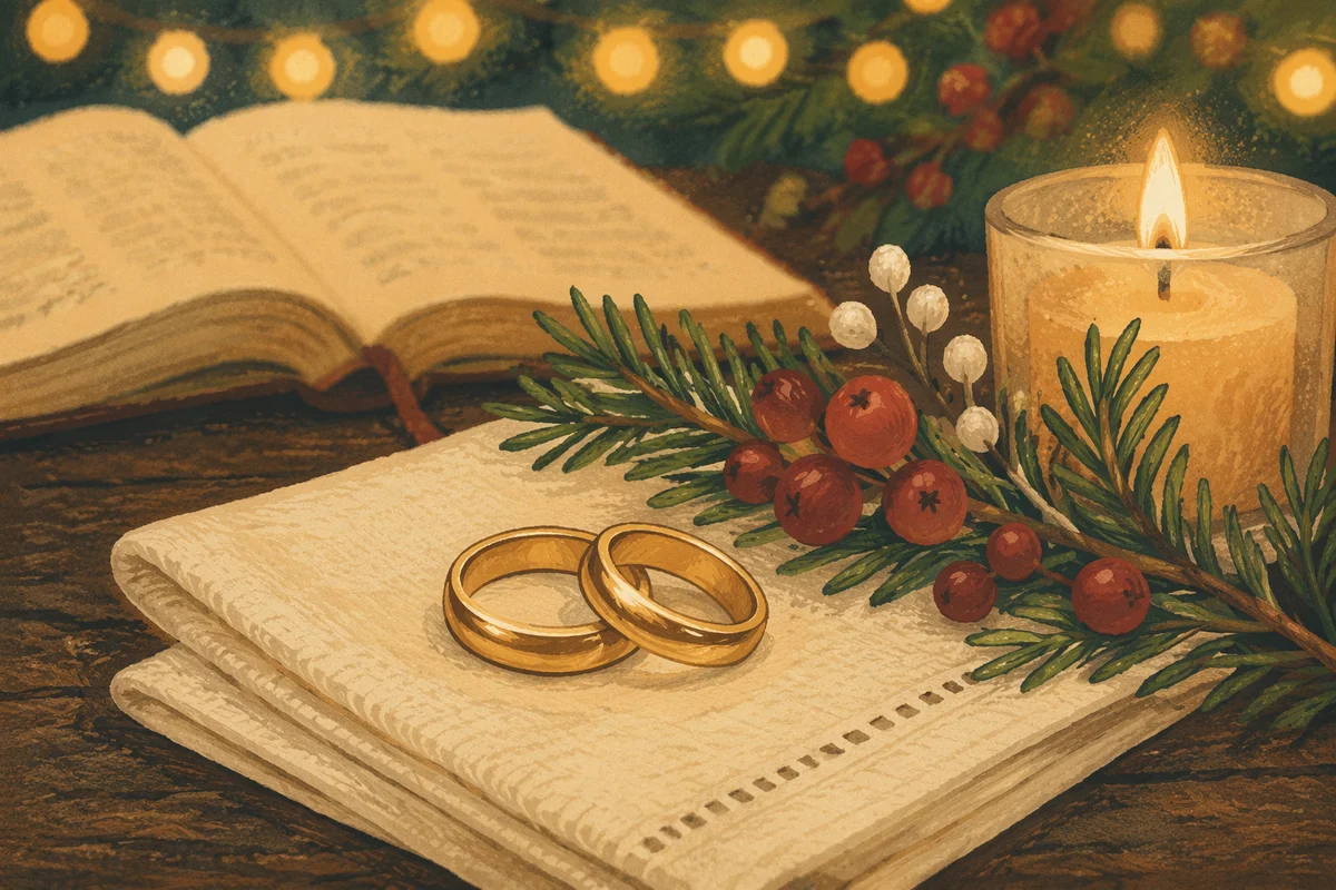 Gold Wedding Rings by Holiday Candlelight