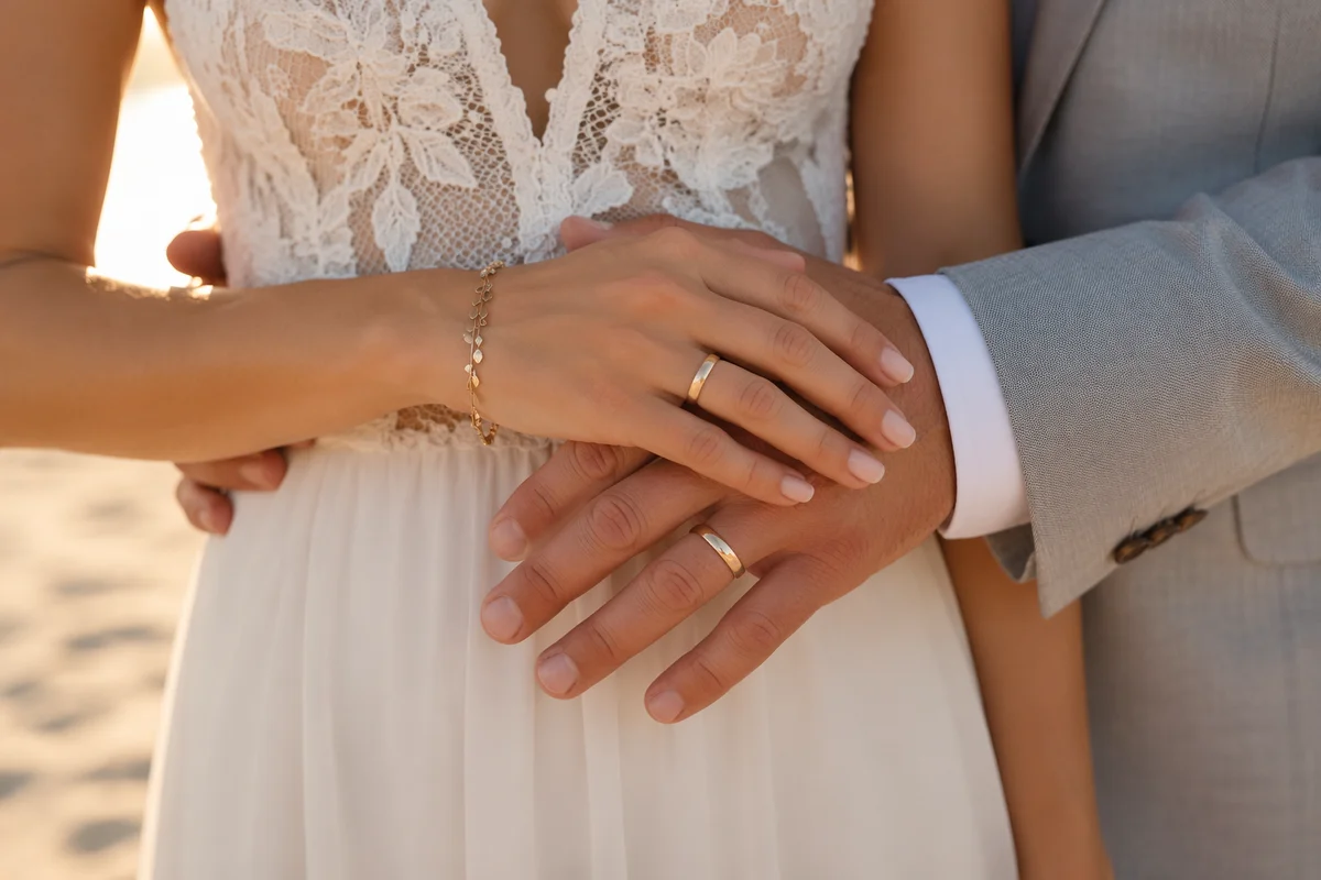 Elegant Gold Wedding Rings Close Up