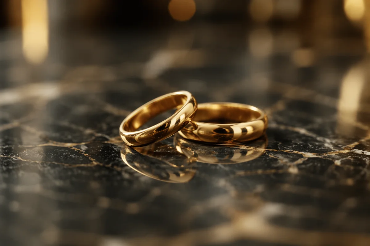 Elegant Gold Wedding Rings on Marble