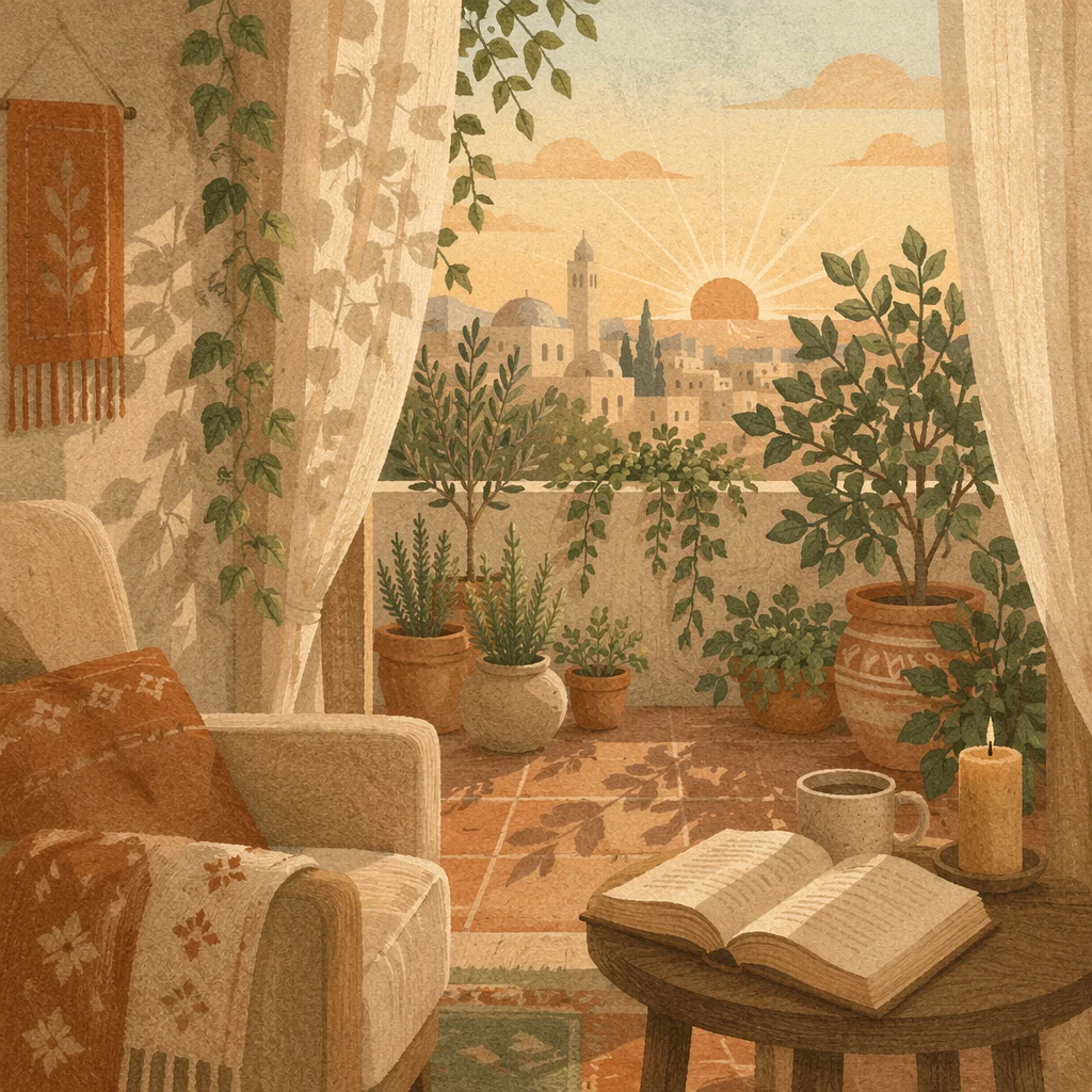 Morning Balcony Prayer Nook with Plants