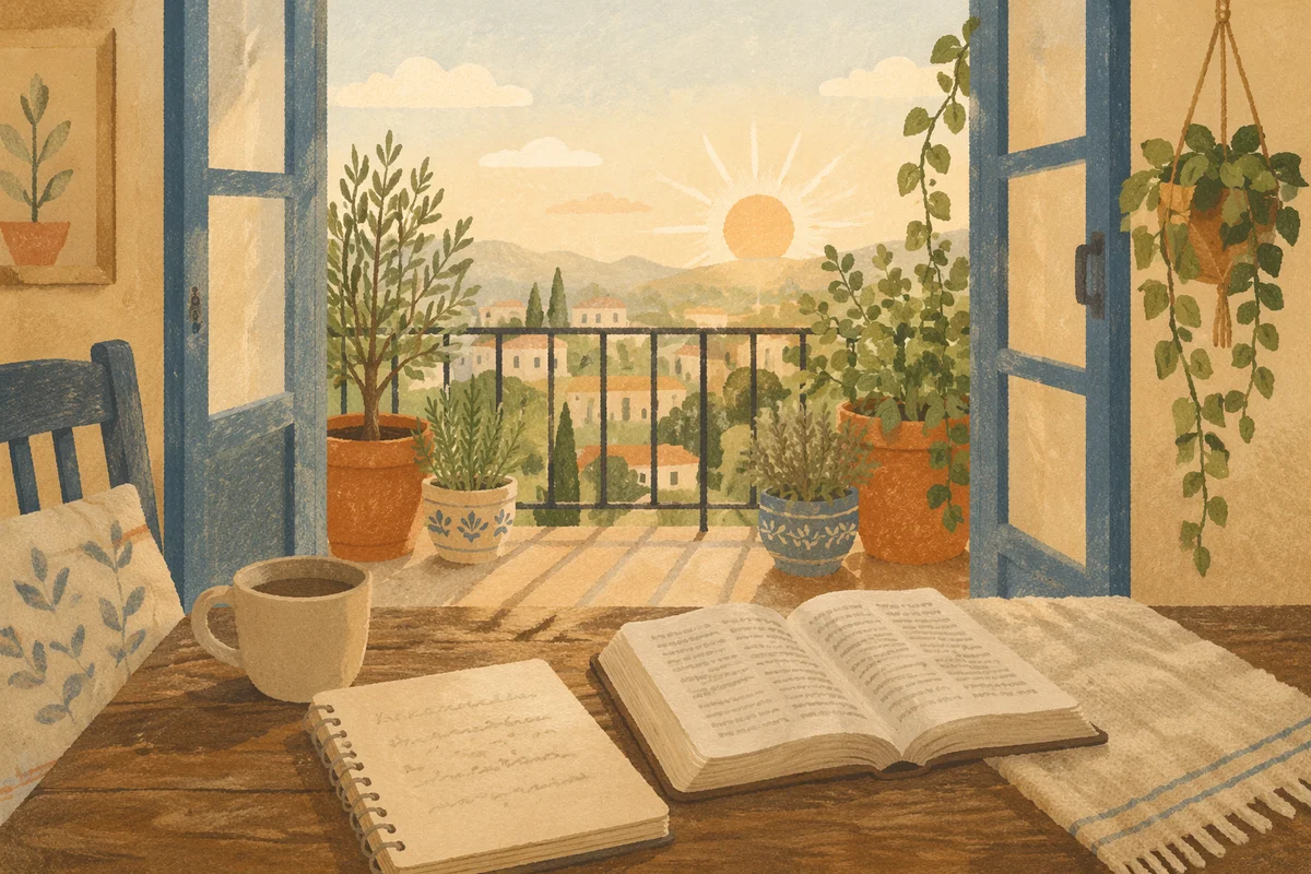 Morning Devotion Nook with Balcony Plants
