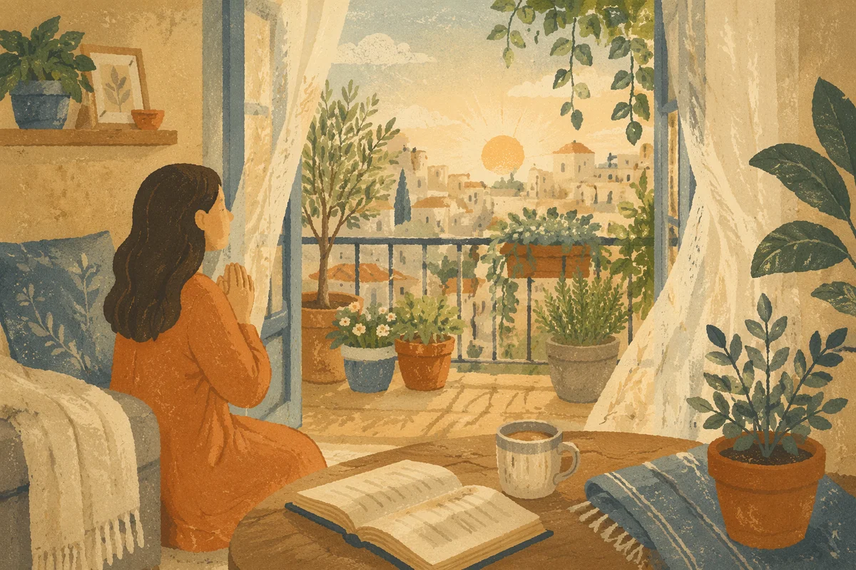 Morning Prayer Balcony with Green Plants