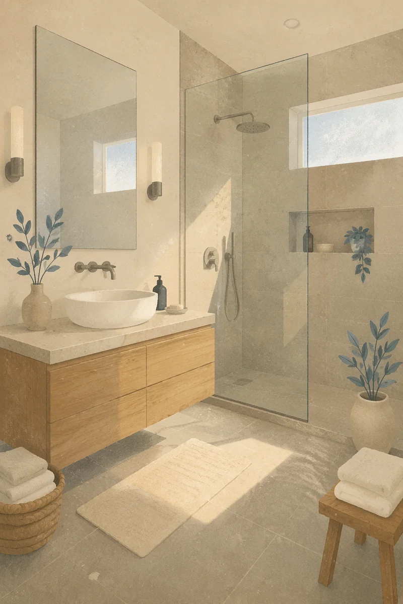 Modern Minimalist Bathroom with Morning Light