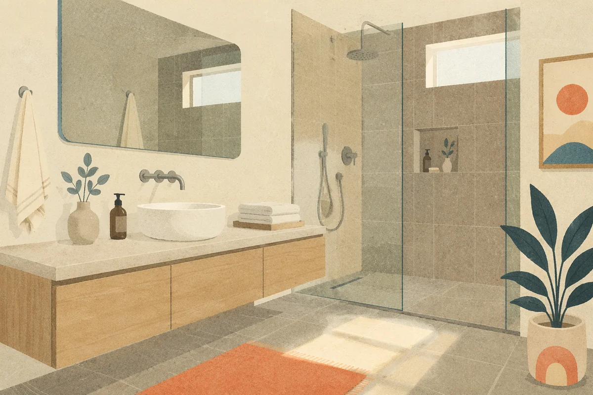 Modern Minimalist Bathroom with Soft Morning Light