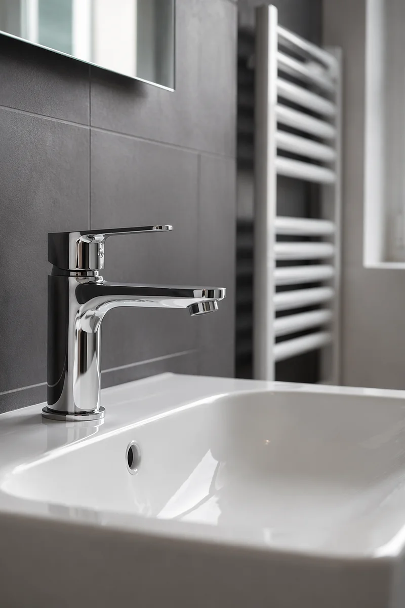 Modern Minimalist Bathroom Sink with Chrome Faucet
