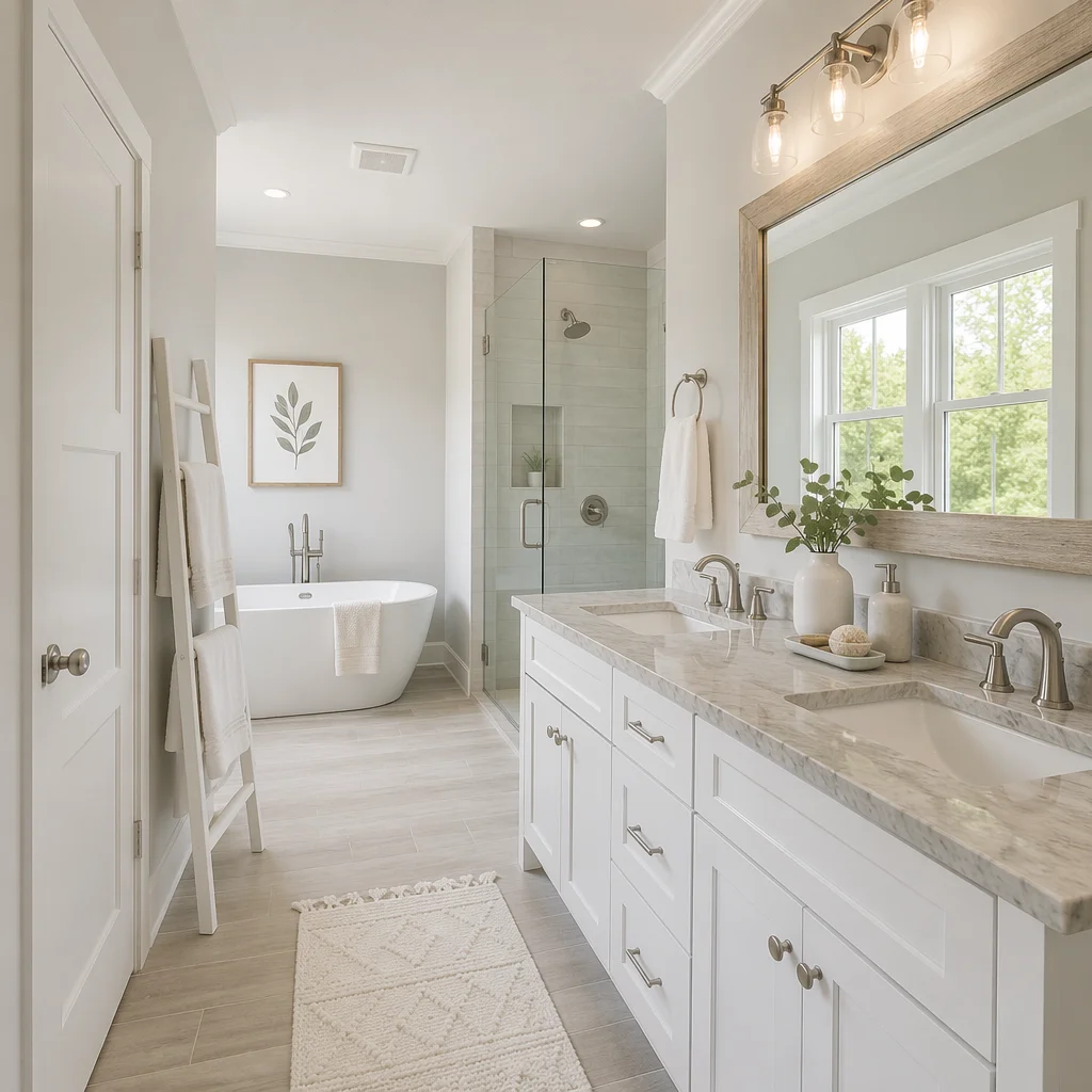 Modern White Bathroom With Clean Tile Design