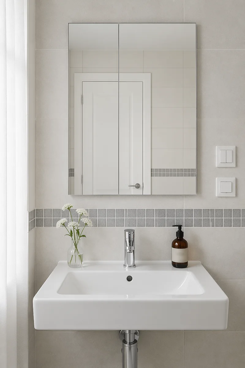 Modern White Tiled Bathroom Corner