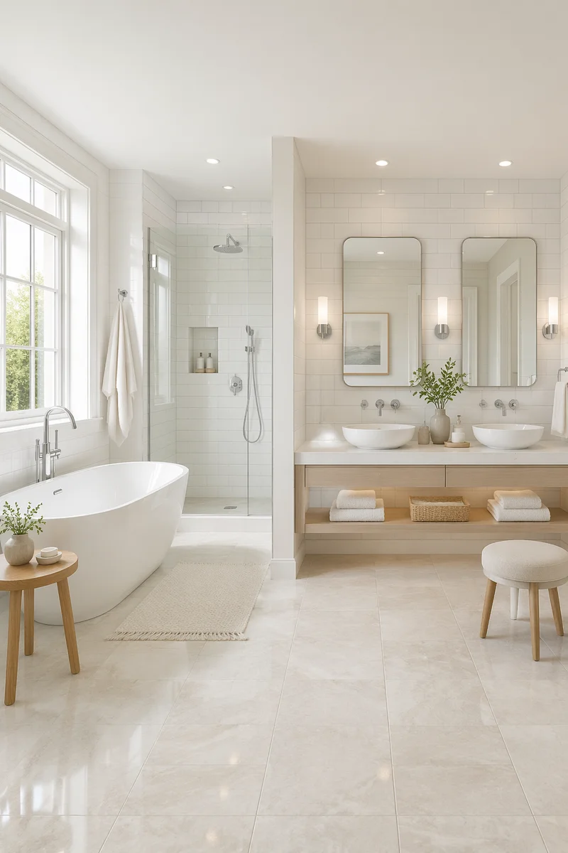 Spotless Modern White Tile Bathroom Interior