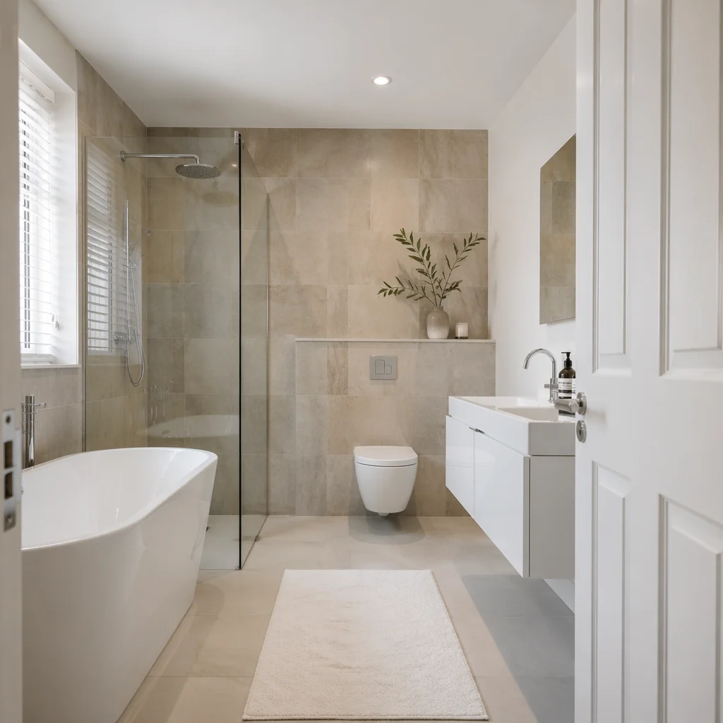 Modern Minimalist Bathroom with White Tiles