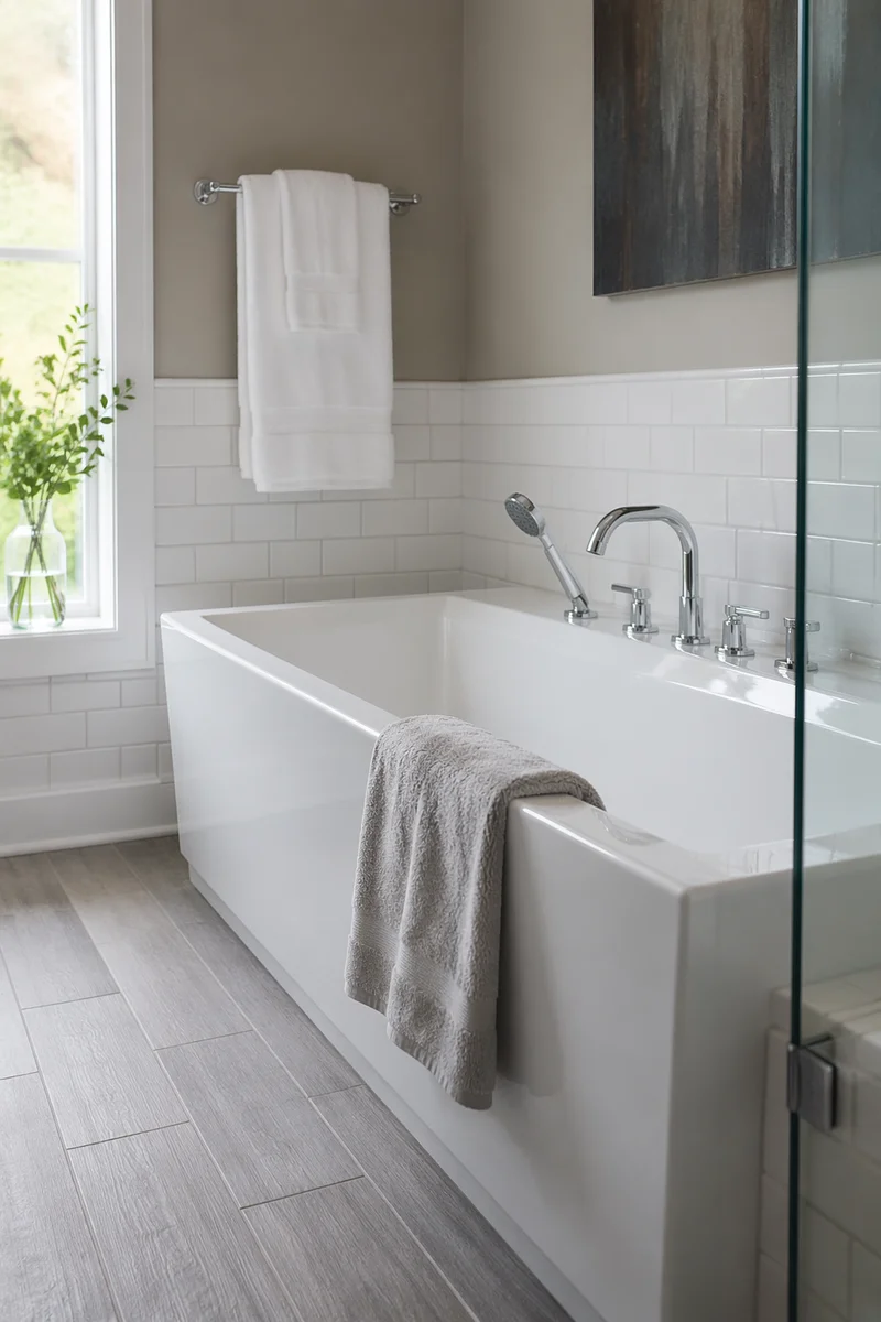 Modern White Tile Bathroom Interior