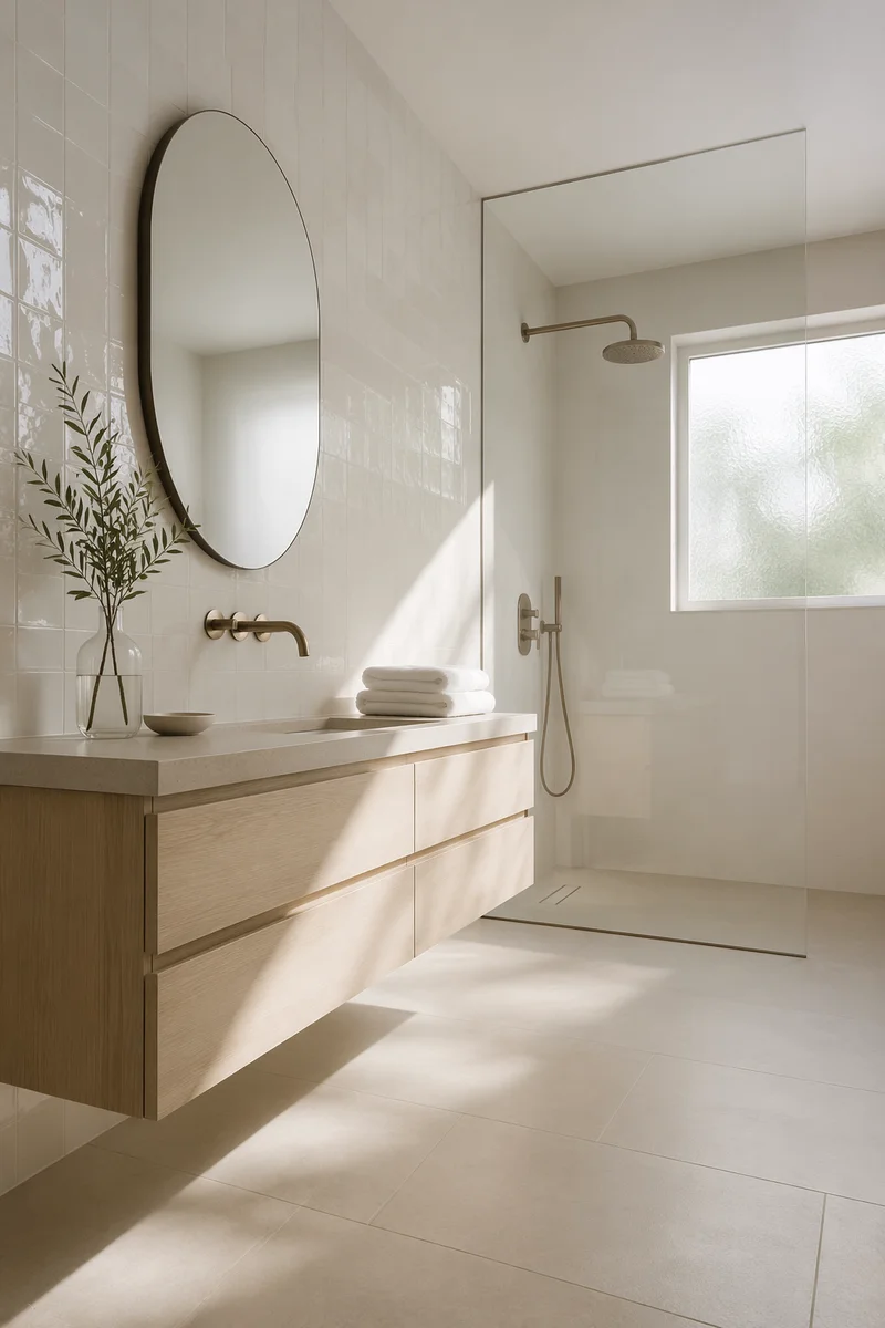 Serene Modern White Tile Bathroom