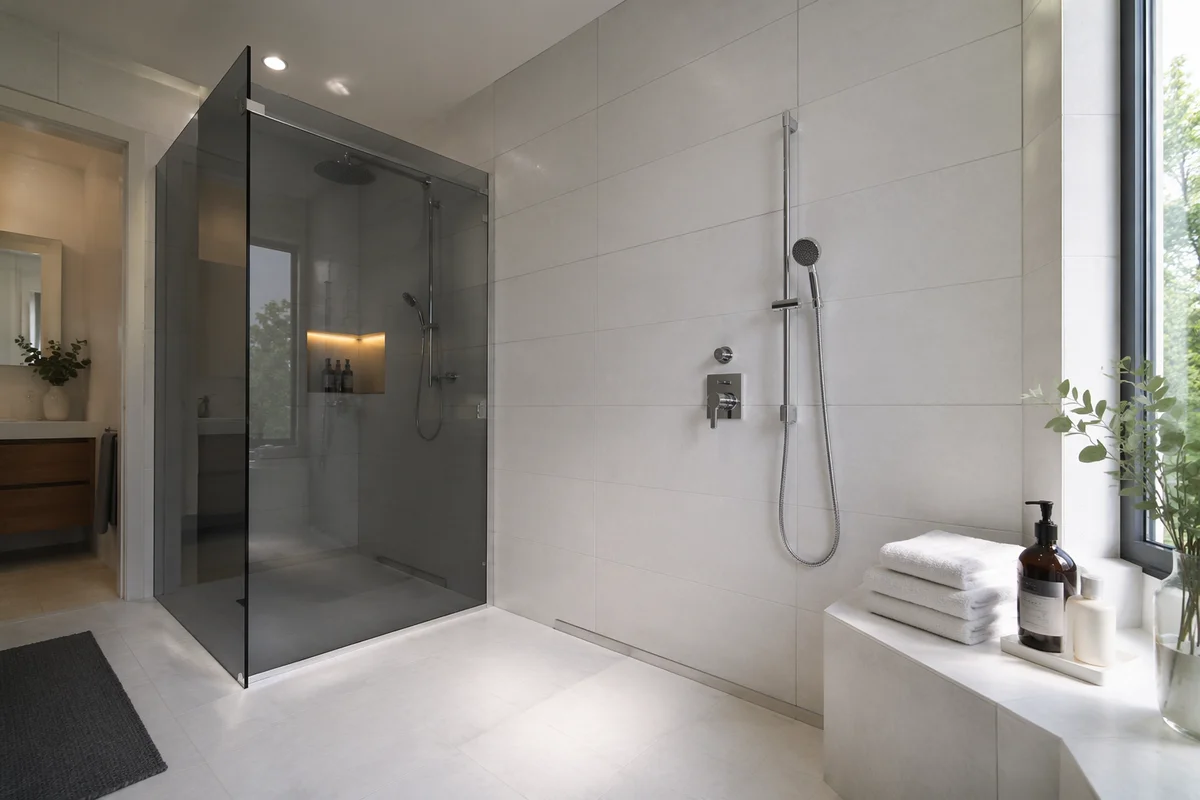 Modern White Tile Bathroom Interior