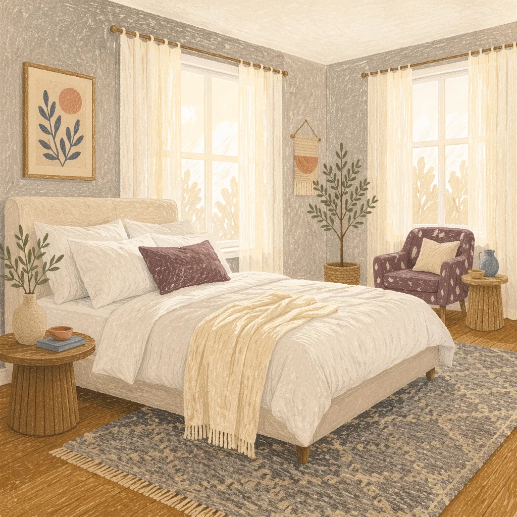 Cozy Bedroom With Warm Morning Light