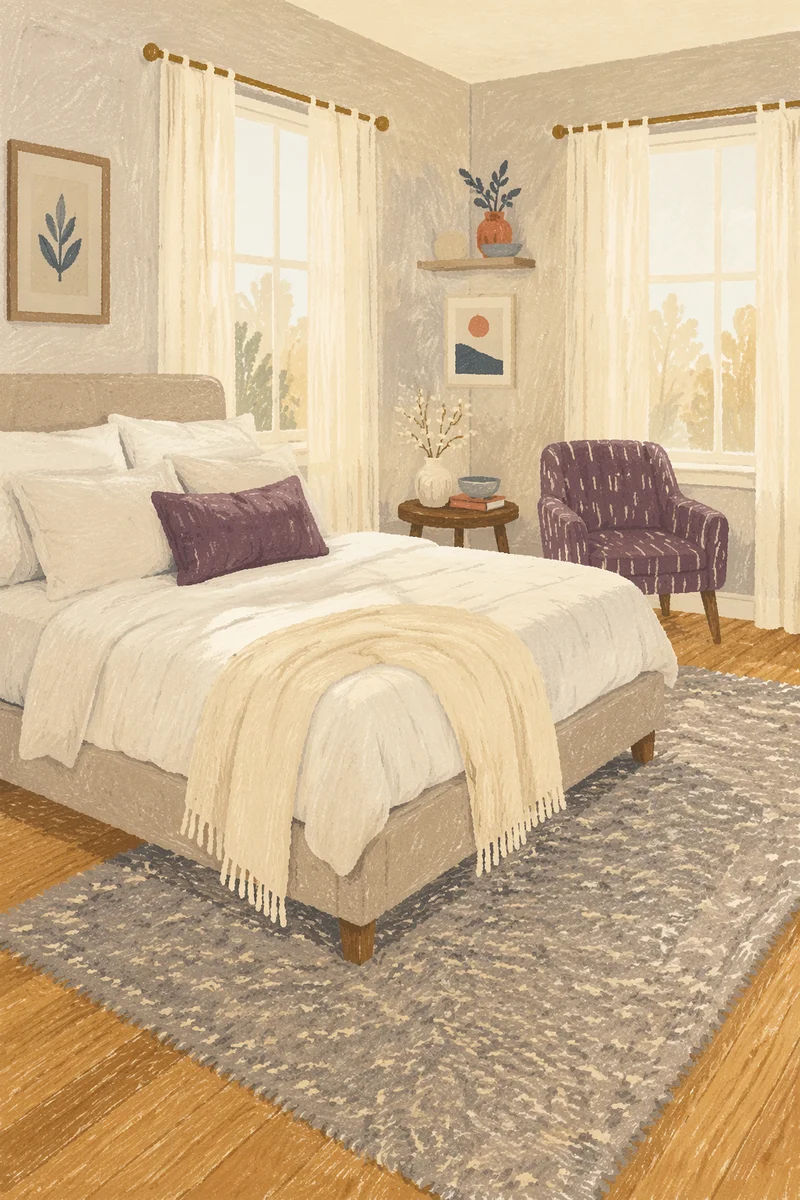 Cozy Bedroom With Warm Morning Light