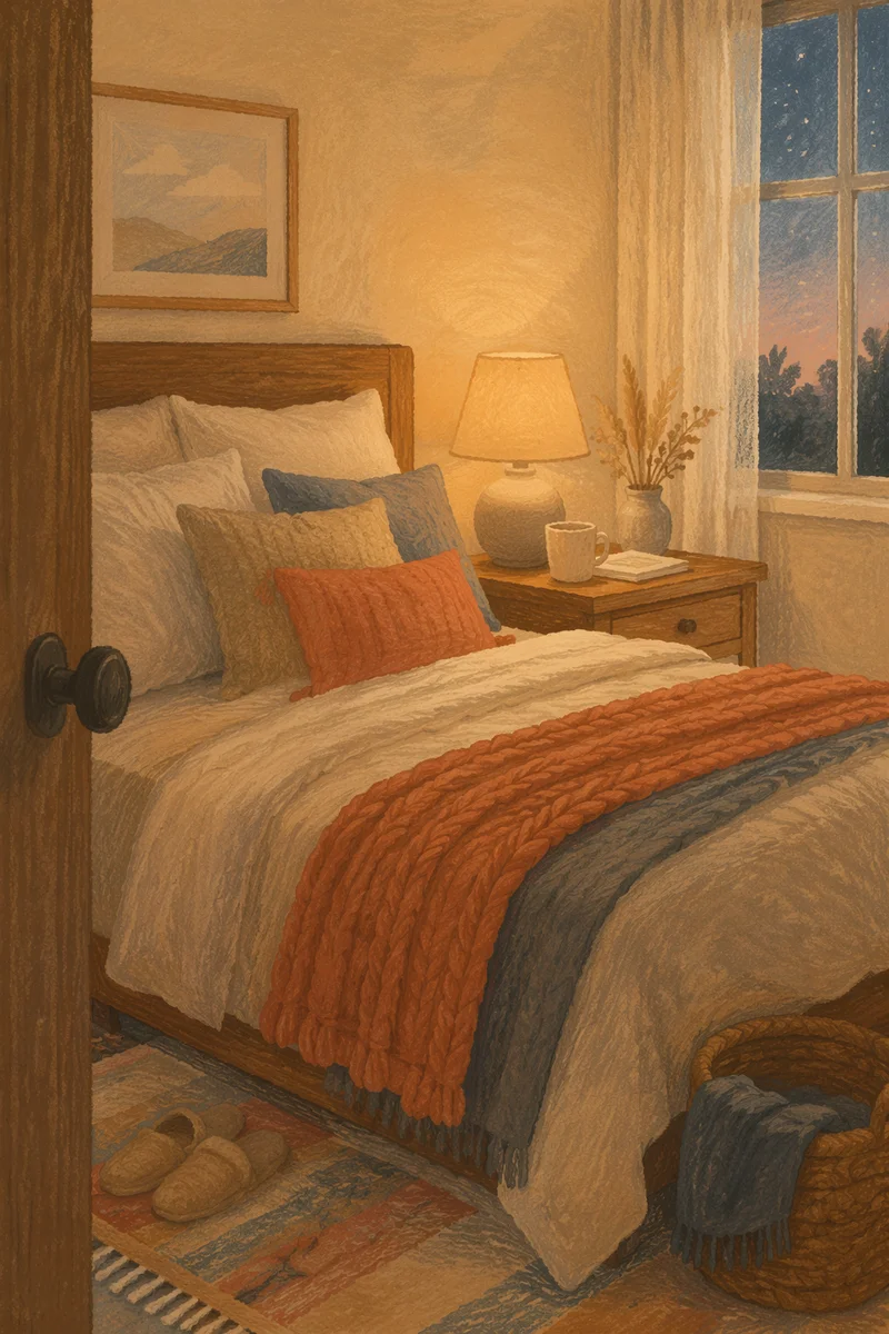 Cozy Bedroom Corner with Warm Evening Light