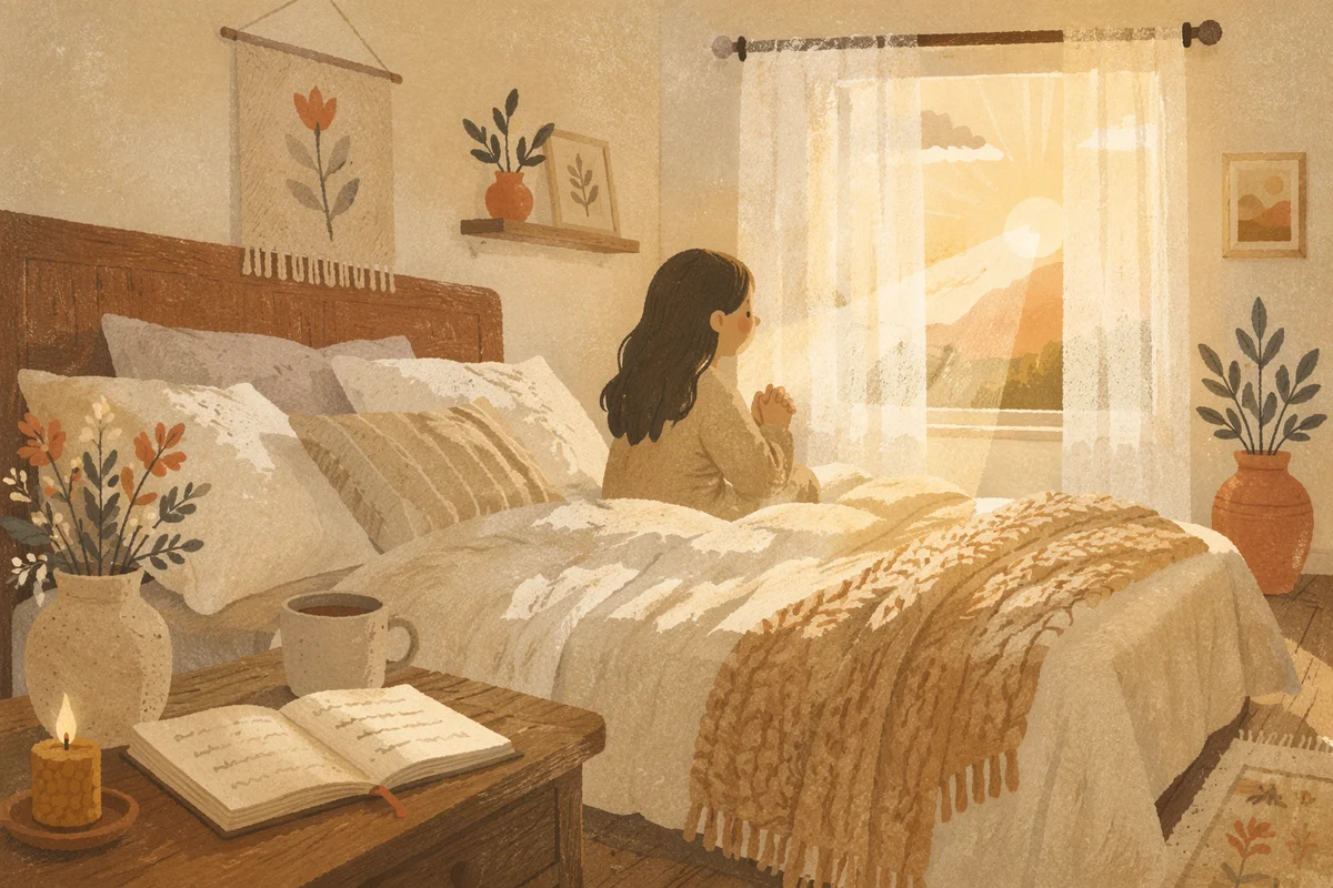 Cozy Dawn Bedroom Prayer Corner